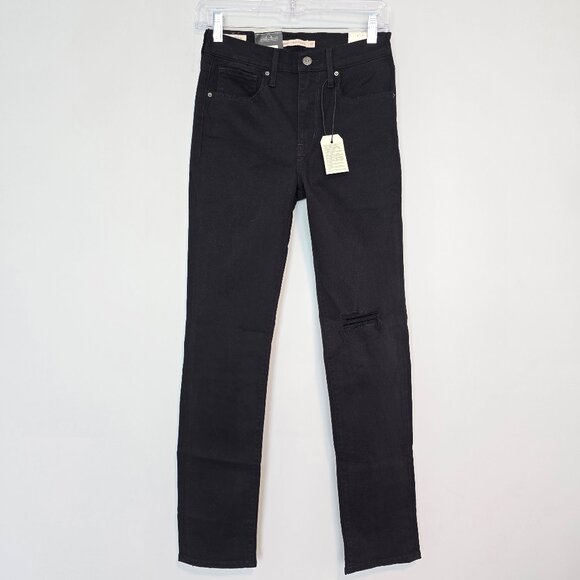NWT Levi’s Premium 724 High Rise Straight Jeans 90s Sleek Size 27 Black